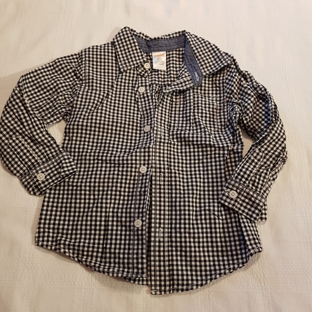 Gymboree boys size 3T button down top black & white checked